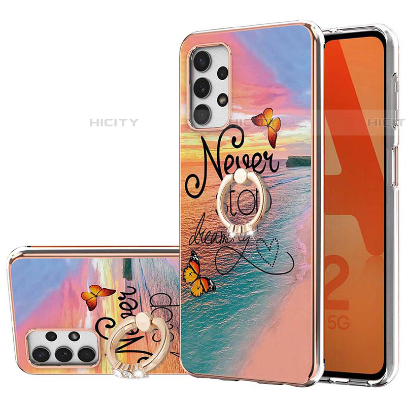 Custodia Silicone Gel Morbida Fantasia Modello Cover con Anello Supporto Y03B per Samsung Galaxy A53 5G Multicolore