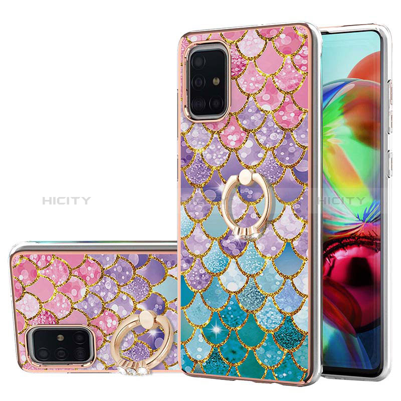 Custodia Silicone Gel Morbida Fantasia Modello Cover con Anello Supporto Y03B per Samsung Galaxy A71 5G Colorato