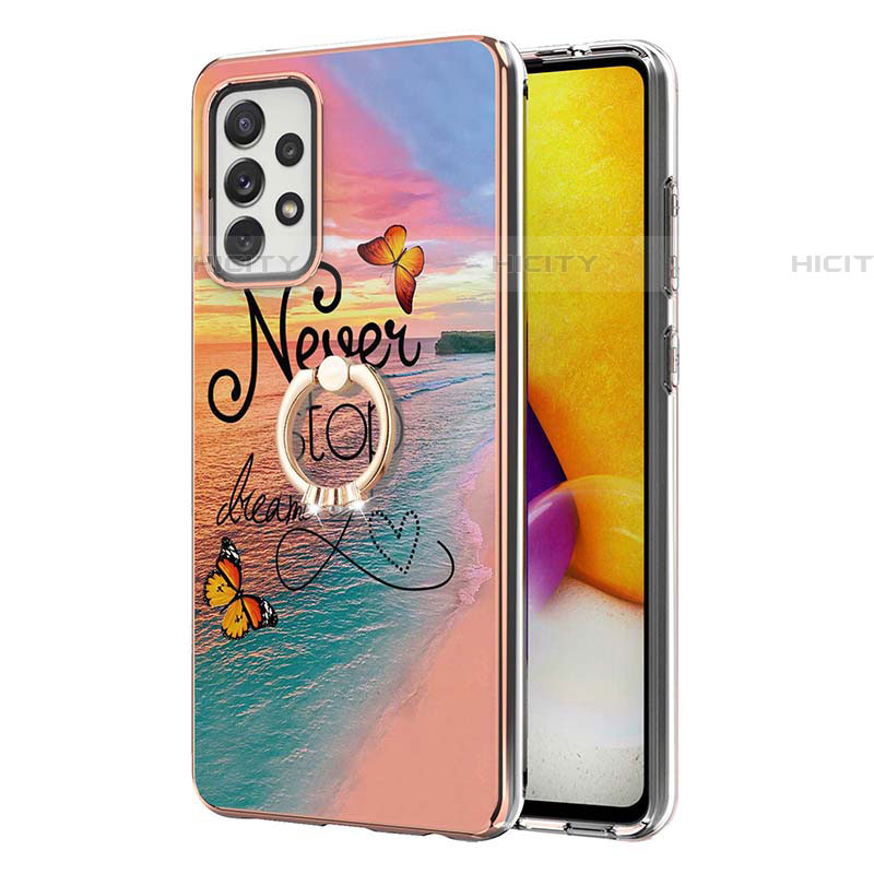 Custodia Silicone Gel Morbida Fantasia Modello Cover con Anello Supporto Y03B per Samsung Galaxy A72 4G