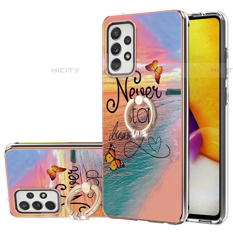 Custodia Silicone Gel Morbida Fantasia Modello Cover con Anello Supporto Y03B per Samsung Galaxy A72 4G Multicolore