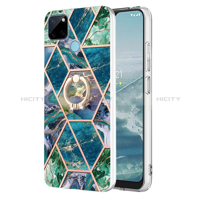 Custodia Silicone Gel Morbida Fantasia Modello Cover con Anello Supporto Y04B per Realme C21Y