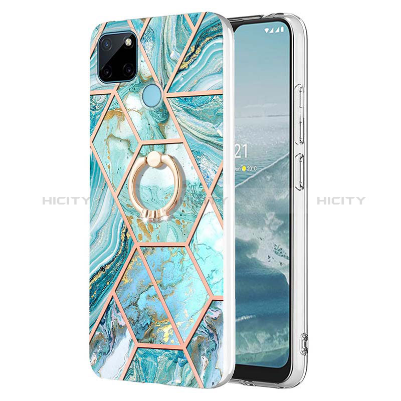 Custodia Silicone Gel Morbida Fantasia Modello Cover con Anello Supporto Y04B per Realme C21Y