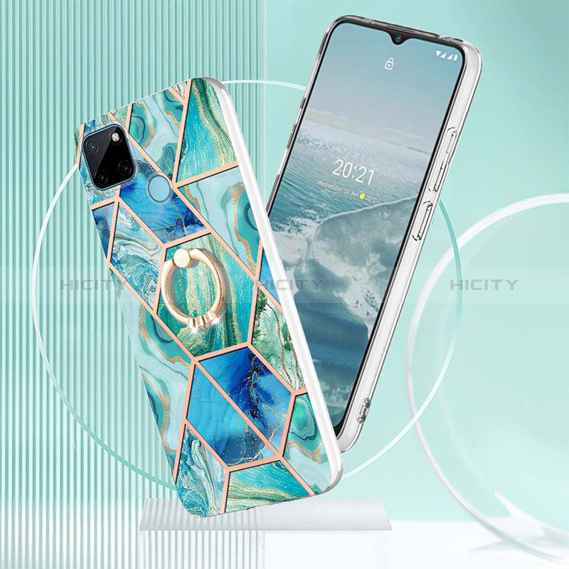 Custodia Silicone Gel Morbida Fantasia Modello Cover con Anello Supporto Y04B per Realme C21Y