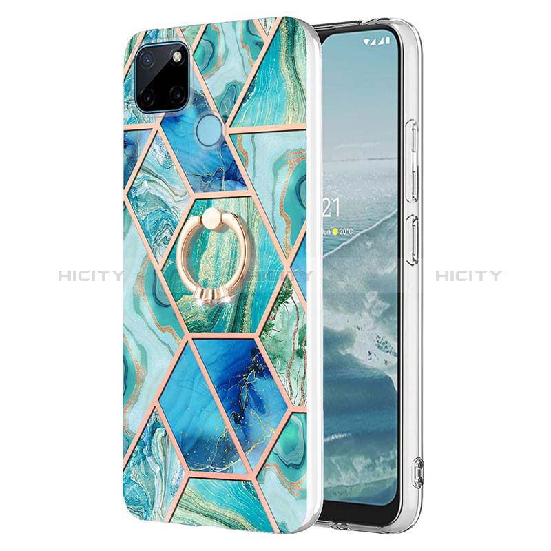 Custodia Silicone Gel Morbida Fantasia Modello Cover con Anello Supporto Y04B per Realme C25Y