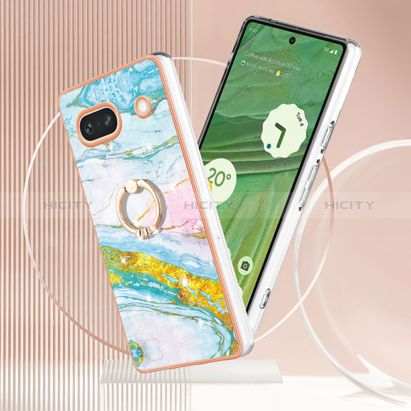 Custodia Silicone Gel Morbida Fantasia Modello Cover con Anello Supporto Y05B per Google Pixel 7a 5G