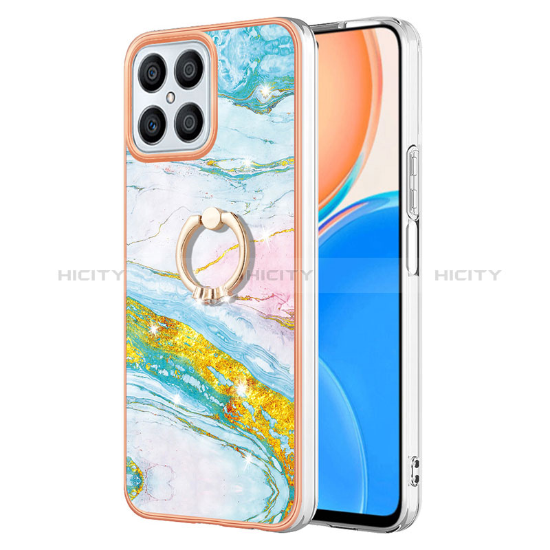 Custodia Silicone Gel Morbida Fantasia Modello Cover con Anello Supporto Y05B per Huawei Honor X8 4G