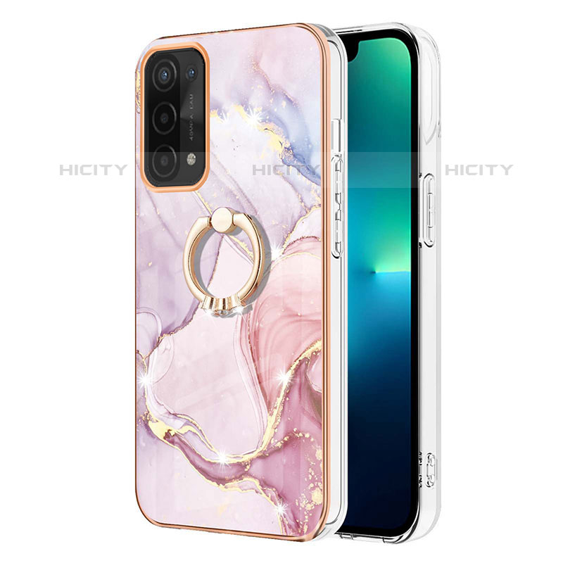 Custodia Silicone Gel Morbida Fantasia Modello Cover con Anello Supporto Y05B per Oppo A93 5G Rosa