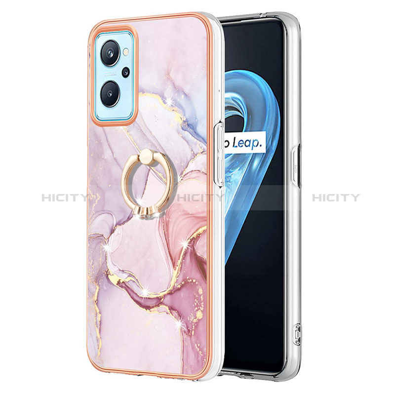 Custodia Silicone Gel Morbida Fantasia Modello Cover con Anello Supporto Y05B per Oppo A96 4G Rosa