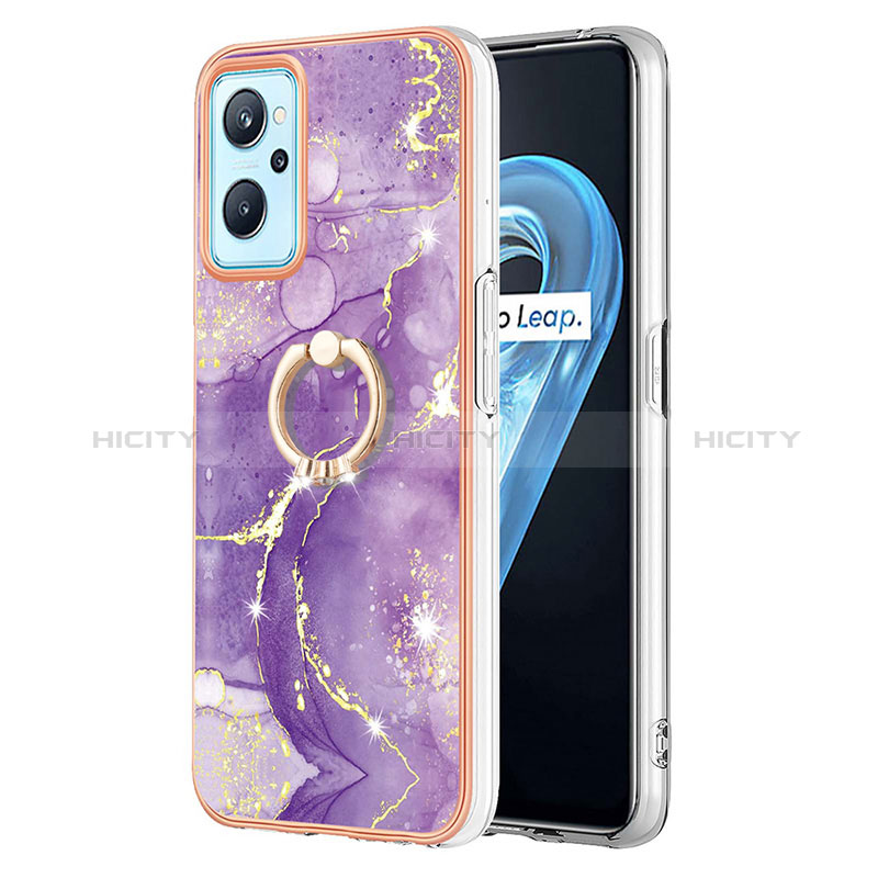 Custodia Silicone Gel Morbida Fantasia Modello Cover con Anello Supporto Y05B per Oppo K10 4G Viola