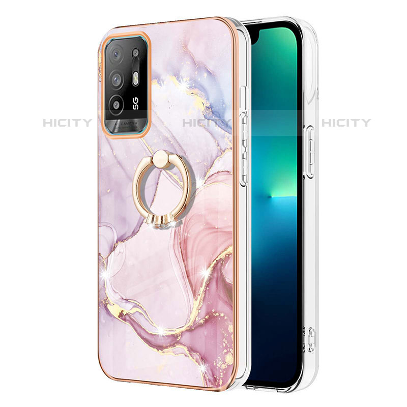 Custodia Silicone Gel Morbida Fantasia Modello Cover con Anello Supporto Y05B per Oppo Reno5 Z 5G Rosa