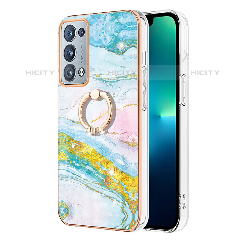 Custodia Silicone Gel Morbida Fantasia Modello Cover con Anello Supporto Y05B per Oppo Reno6 Pro 5G Colorato