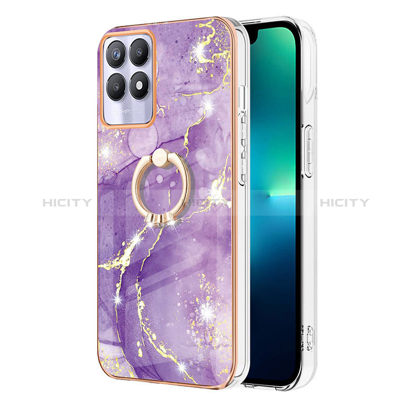 Custodia Silicone Gel Morbida Fantasia Modello Cover con Anello Supporto Y05B per Realme 8i