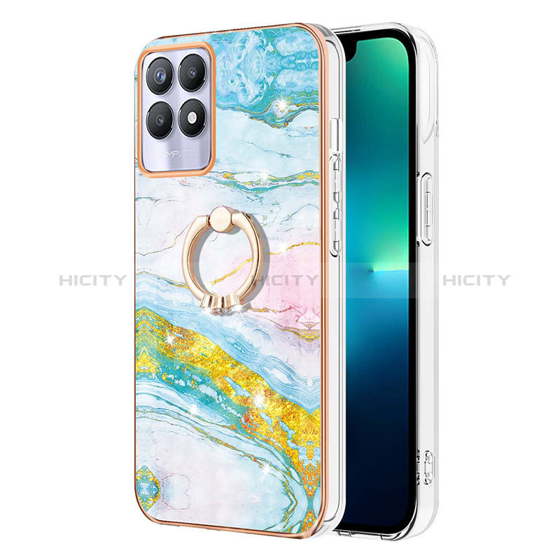 Custodia Silicone Gel Morbida Fantasia Modello Cover con Anello Supporto Y05B per Realme 8i Colorato