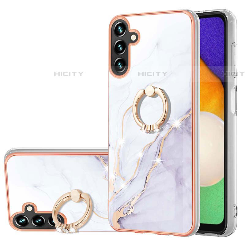 Custodia Silicone Gel Morbida Fantasia Modello Cover con Anello Supporto Y05B per Samsung Galaxy A04s Bianco