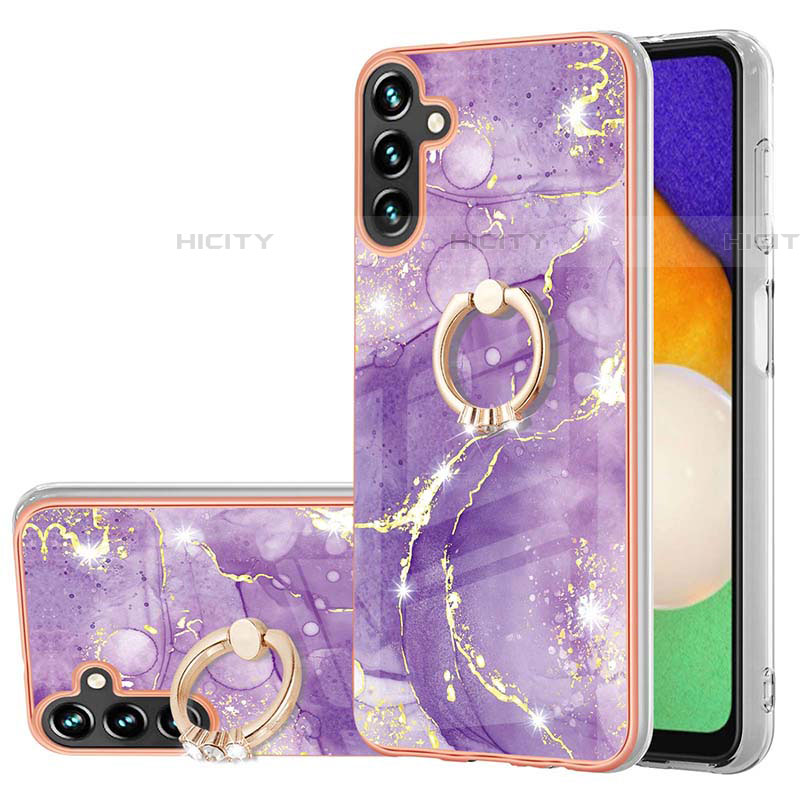 Custodia Silicone Gel Morbida Fantasia Modello Cover con Anello Supporto Y05B per Samsung Galaxy A04s Viola