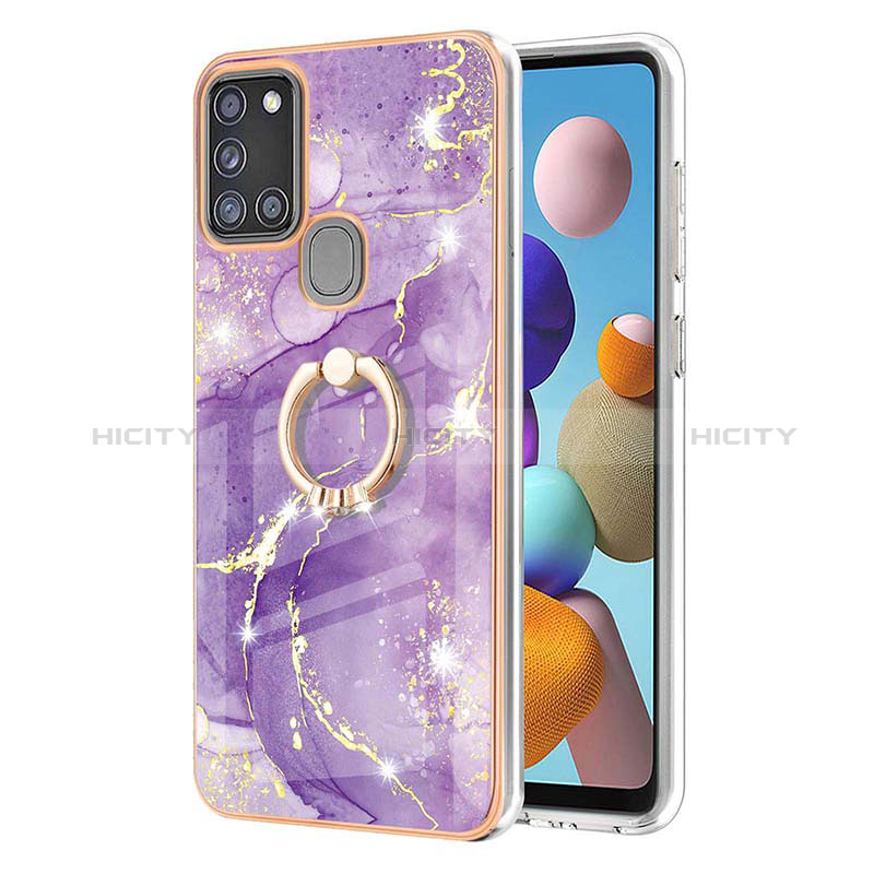 Custodia Silicone Gel Morbida Fantasia Modello Cover con Anello Supporto Y05B per Samsung Galaxy A21s