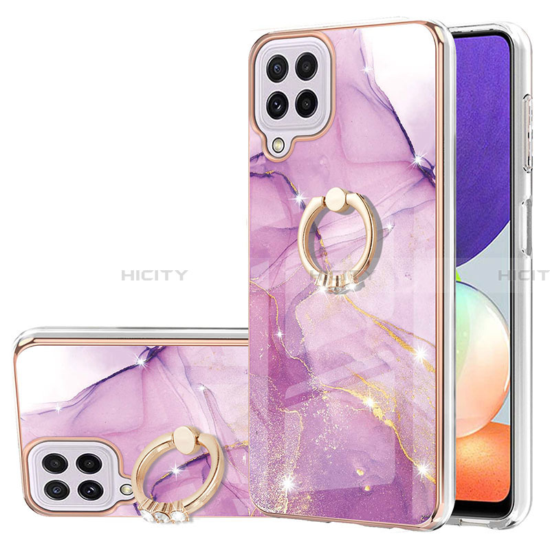 Custodia Silicone Gel Morbida Fantasia Modello Cover con Anello Supporto Y05B per Samsung Galaxy A22 4G Lavanda