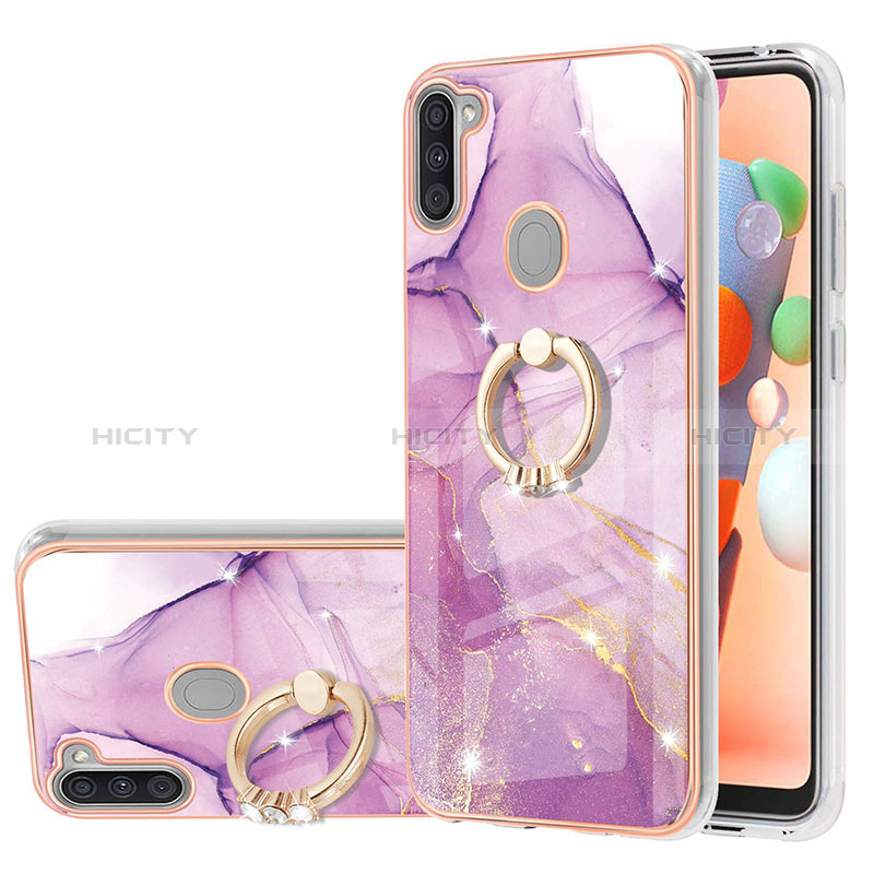 Custodia Silicone Gel Morbida Fantasia Modello Cover con Anello Supporto Y05B per Samsung Galaxy M11 Lavanda