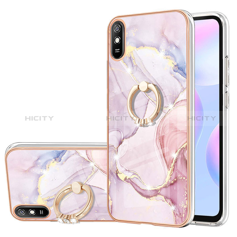 Custodia Silicone Gel Morbida Fantasia Modello Cover con Anello Supporto Y05B per Xiaomi Redmi 9A Rosa