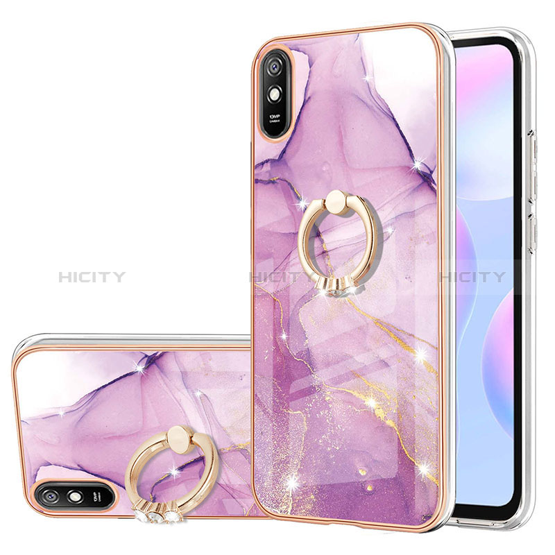 Custodia Silicone Gel Morbida Fantasia Modello Cover con Anello Supporto Y05B per Xiaomi Redmi 9AT Lavanda