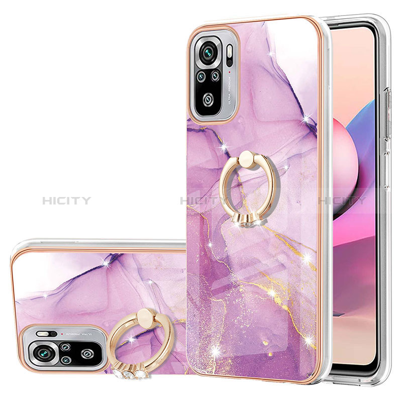 Custodia Silicone Gel Morbida Fantasia Modello Cover con Anello Supporto Y05B per Xiaomi Redmi Note 10 4G Lavanda