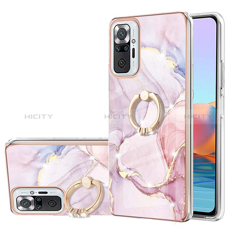 Custodia Silicone Gel Morbida Fantasia Modello Cover con Anello Supporto Y05B per Xiaomi Redmi Note 10 Pro 4G Rosa