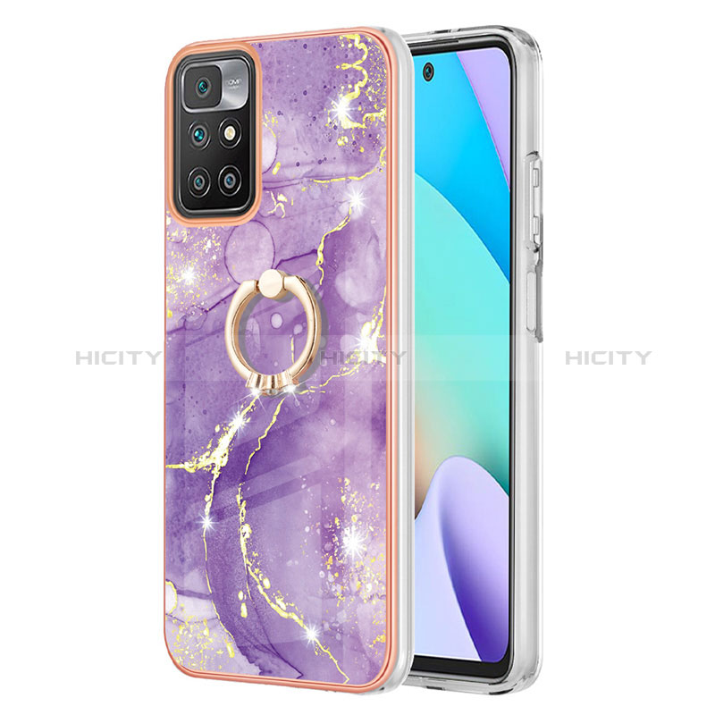 Custodia Silicone Gel Morbida Fantasia Modello Cover con Anello Supporto Y05B per Xiaomi Redmi Note 11 4G (2021) Viola