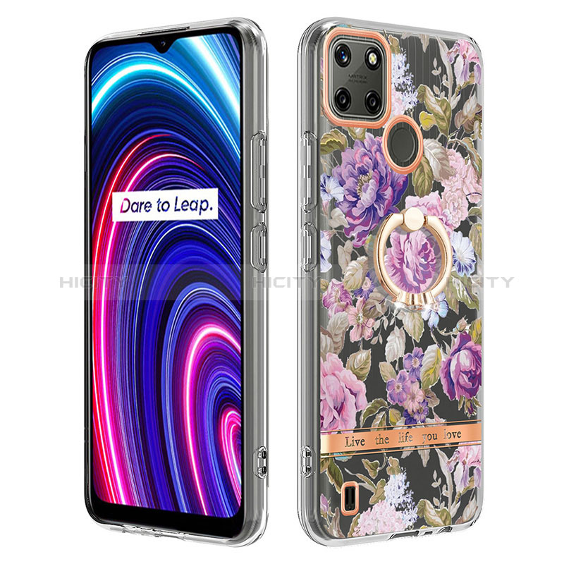 Custodia Silicone Gel Morbida Fantasia Modello Cover con Anello Supporto Y06B per Realme C25Y