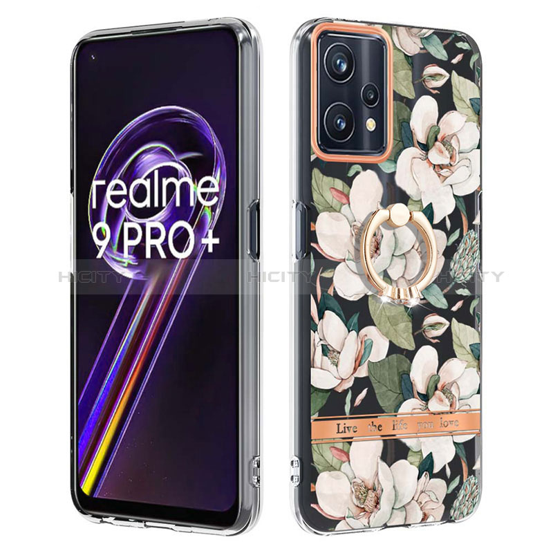 Custodia Silicone Gel Morbida Fantasia Modello Cover con Anello Supporto Y06B per Realme Narzo 50 Pro 5G Bianco