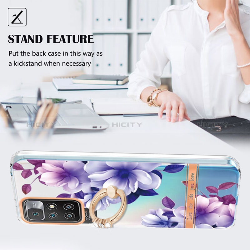 Custodia Silicone Gel Morbida Fantasia Modello Cover con Anello Supporto Y06B per Xiaomi Redmi 10 (2022)