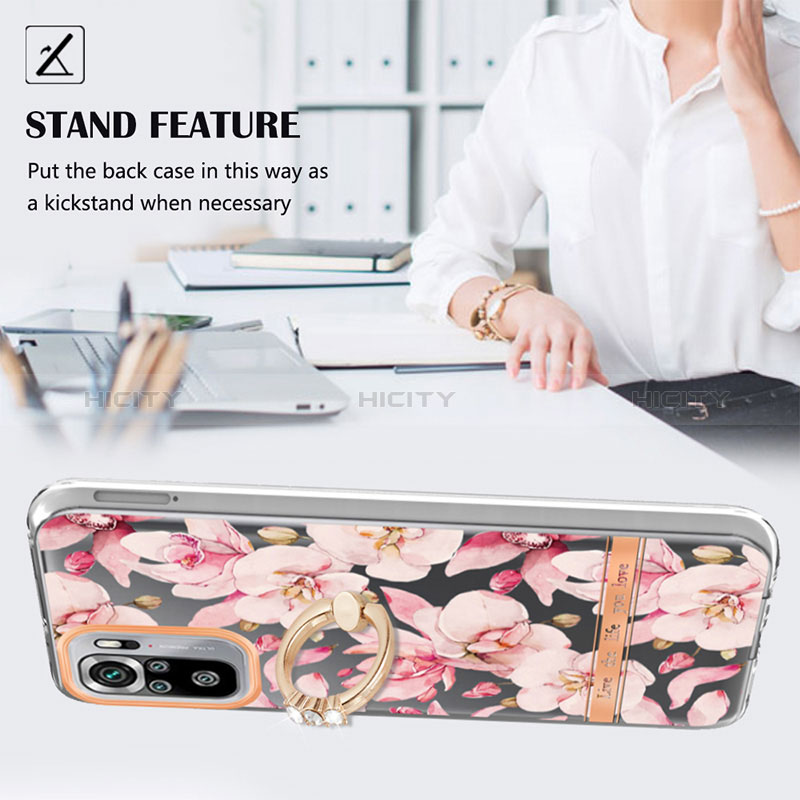 Custodia Silicone Gel Morbida Fantasia Modello Cover con Anello Supporto Y06B per Xiaomi Redmi Note 10 4G