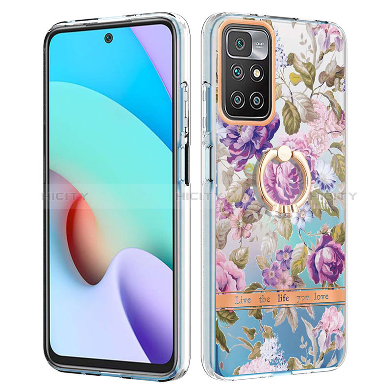 Custodia Silicone Gel Morbida Fantasia Modello Cover con Anello Supporto Y06B per Xiaomi Redmi Note 11 4G (2021) Lavanda