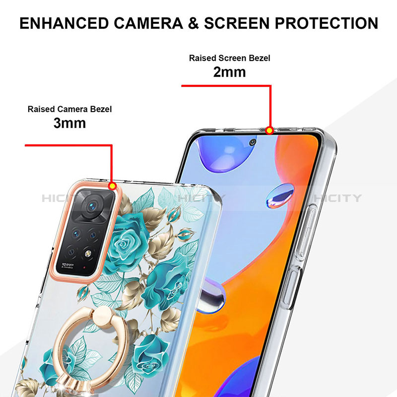 Custodia Silicone Gel Morbida Fantasia Modello Cover con Anello Supporto Y06B per Xiaomi Redmi Note 11 Pro 4G