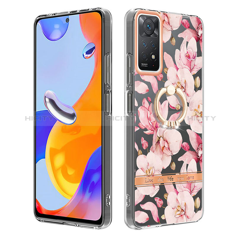 Custodia Silicone Gel Morbida Fantasia Modello Cover con Anello Supporto Y06B per Xiaomi Redmi Note 11 Pro 5G Rosa