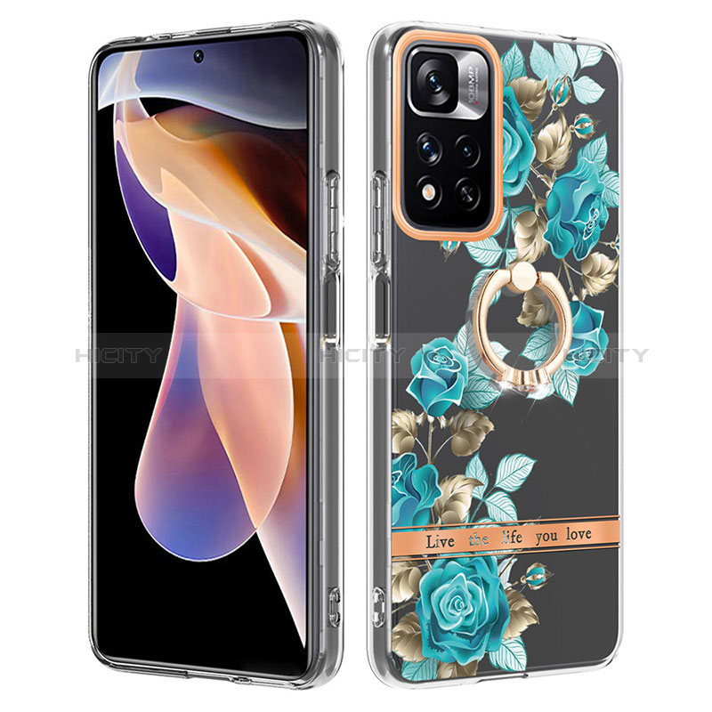 Custodia Silicone Gel Morbida Fantasia Modello Cover con Anello Supporto Y06B per Xiaomi Redmi Note 11 Pro+ Plus 5G