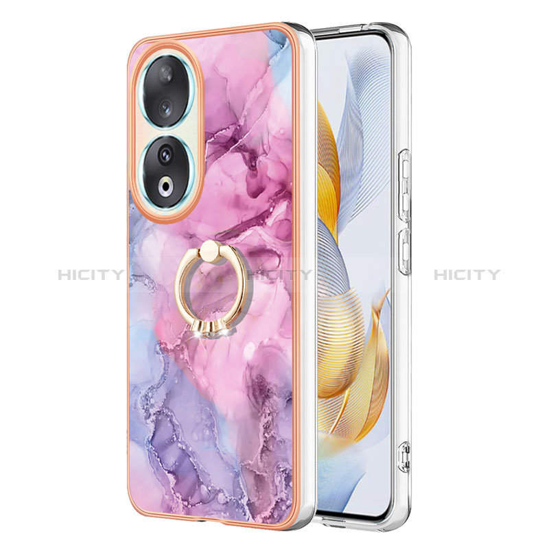 Custodia Silicone Gel Morbida Fantasia Modello Cover con Anello Supporto YB1 per Huawei Honor 90 5G