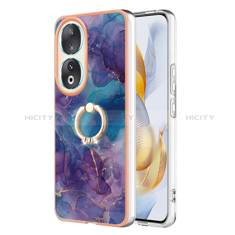 Custodia Silicone Gel Morbida Fantasia Modello Cover con Anello Supporto YB1 per Huawei Honor 90 5G