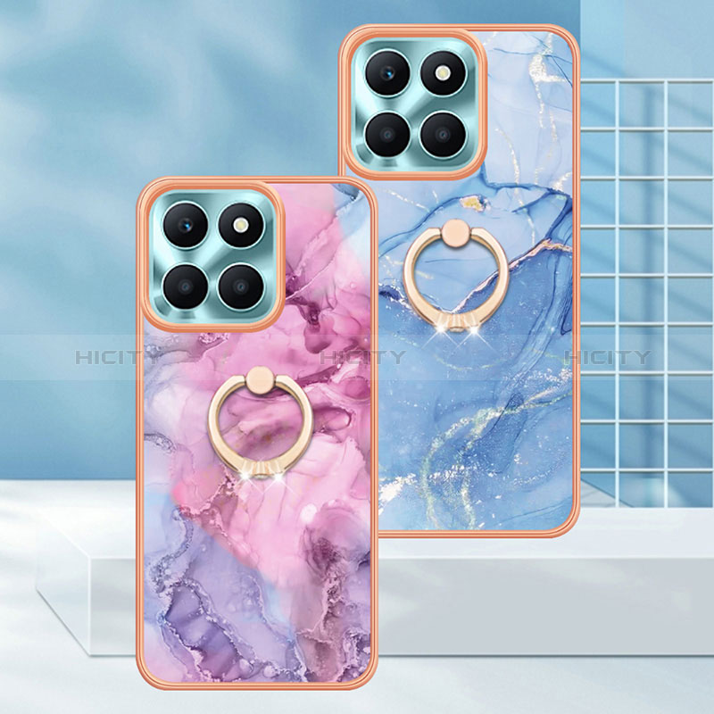 Custodia Silicone Gel Morbida Fantasia Modello Cover con Anello Supporto YB1 per Huawei Honor X6a