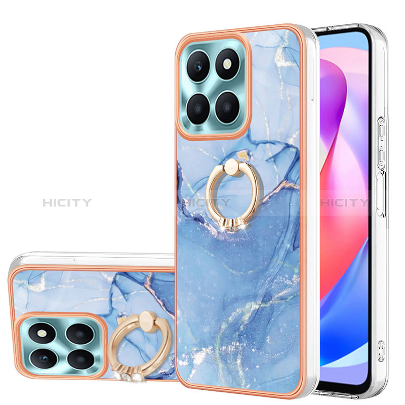 Custodia Silicone Gel Morbida Fantasia Modello Cover con Anello Supporto YB1 per Huawei Honor X6a Blu