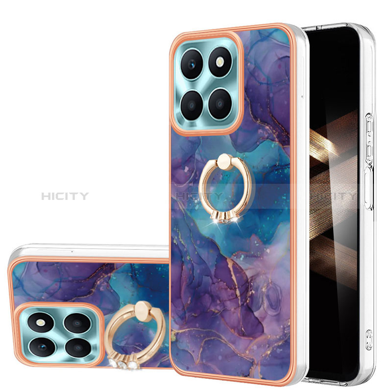 Custodia Silicone Gel Morbida Fantasia Modello Cover con Anello Supporto YB1 per Huawei Honor X8b Viola