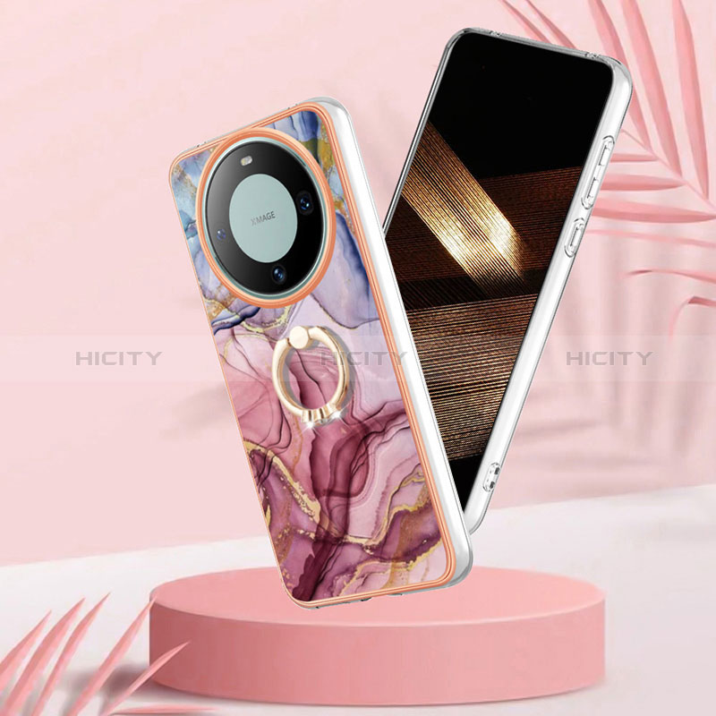 Custodia Silicone Gel Morbida Fantasia Modello Cover con Anello Supporto YB1 per Huawei Mate 60 Pro+ Plus