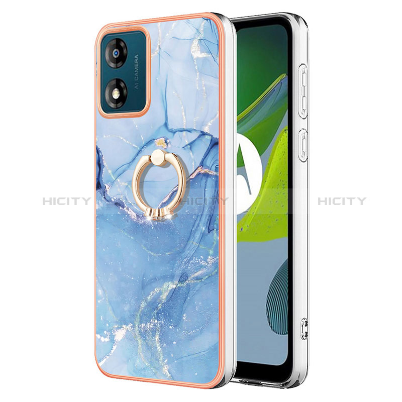 Custodia Silicone Gel Morbida Fantasia Modello Cover con Anello Supporto YB1 per Motorola Moto E13