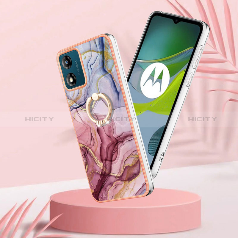 Custodia Silicone Gel Morbida Fantasia Modello Cover con Anello Supporto YB1 per Motorola Moto E13