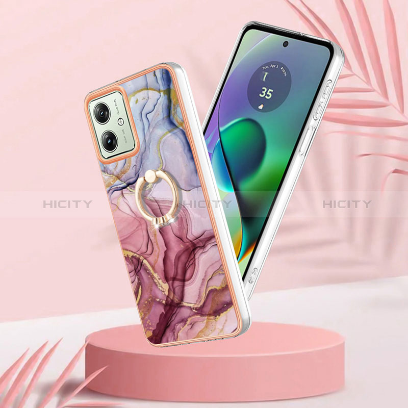 Custodia Silicone Gel Morbida Fantasia Modello Cover con Anello Supporto YB1 per Motorola Moto G54 5G