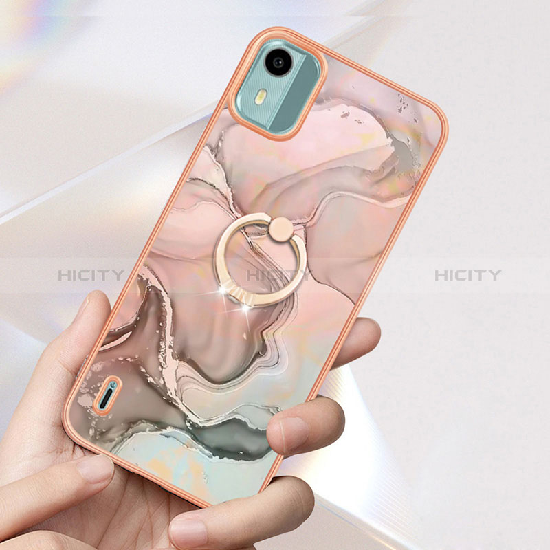 Custodia Silicone Gel Morbida Fantasia Modello Cover con Anello Supporto YB1 per Nokia C12 Plus