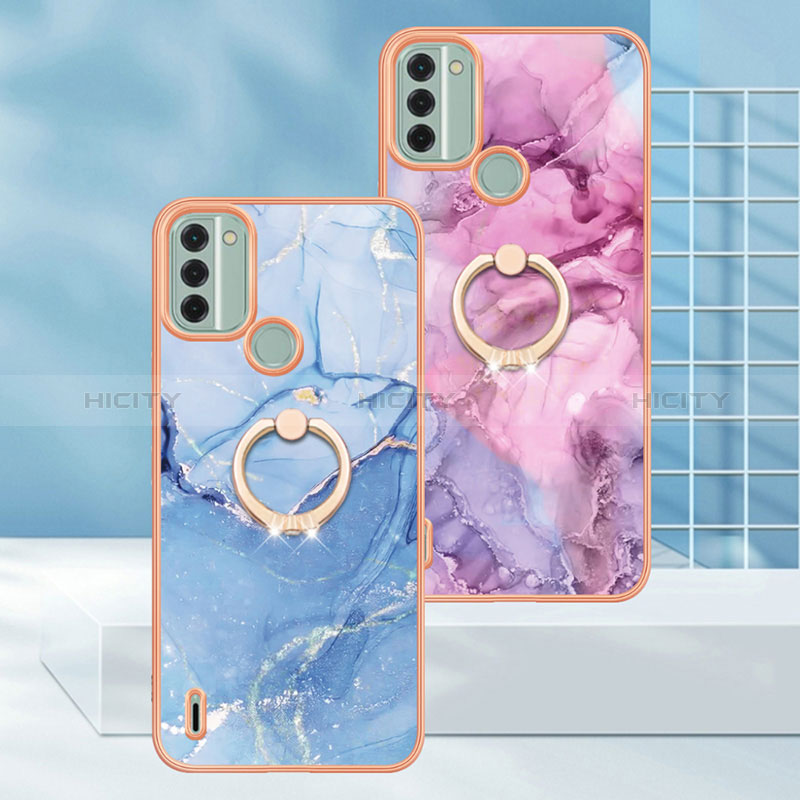 Custodia Silicone Gel Morbida Fantasia Modello Cover con Anello Supporto YB1 per Nokia C31