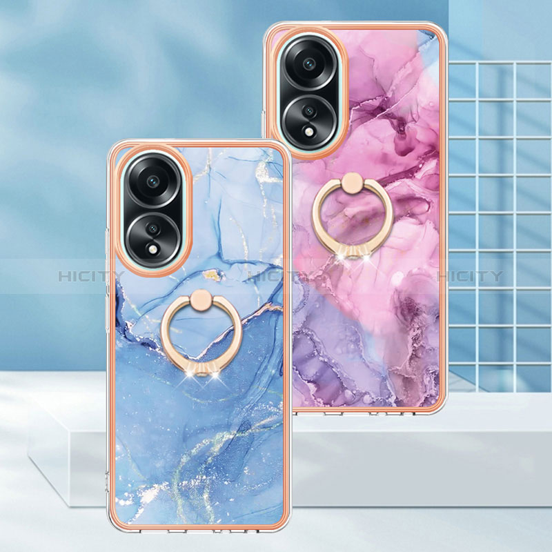 Custodia Silicone Gel Morbida Fantasia Modello Cover con Anello Supporto YB1 per Oppo A58 4G