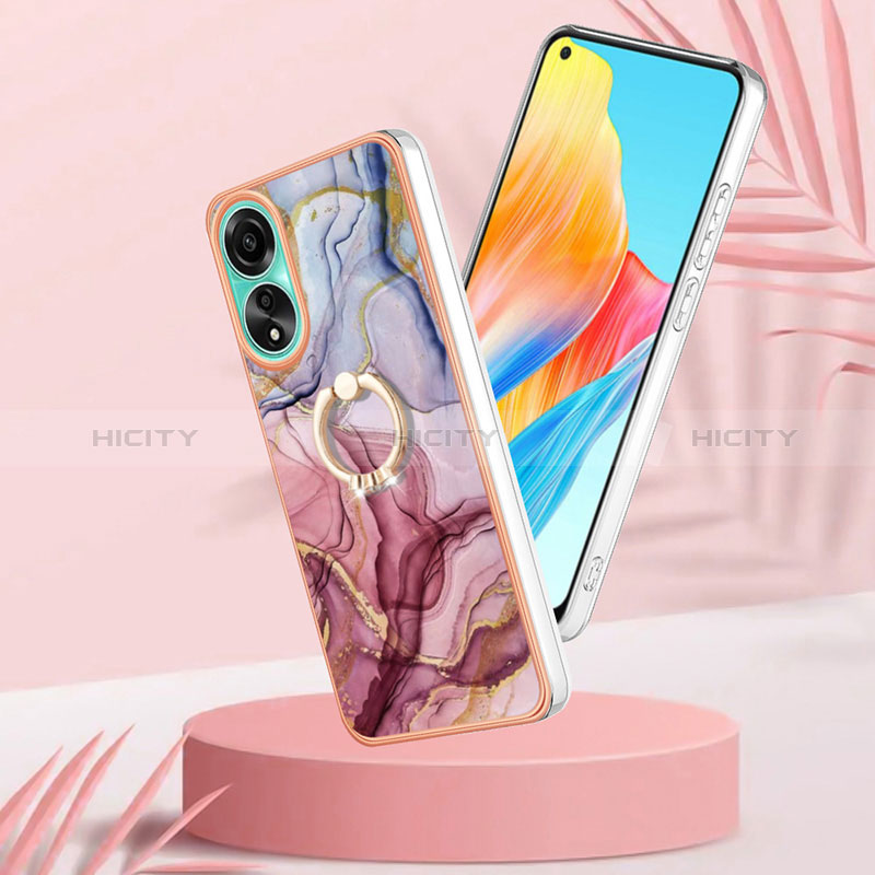 Custodia Silicone Gel Morbida Fantasia Modello Cover con Anello Supporto YB1 per Oppo A78 4G