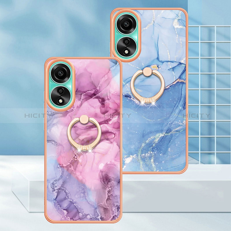 Custodia Silicone Gel Morbida Fantasia Modello Cover con Anello Supporto YB1 per Oppo A78 4G