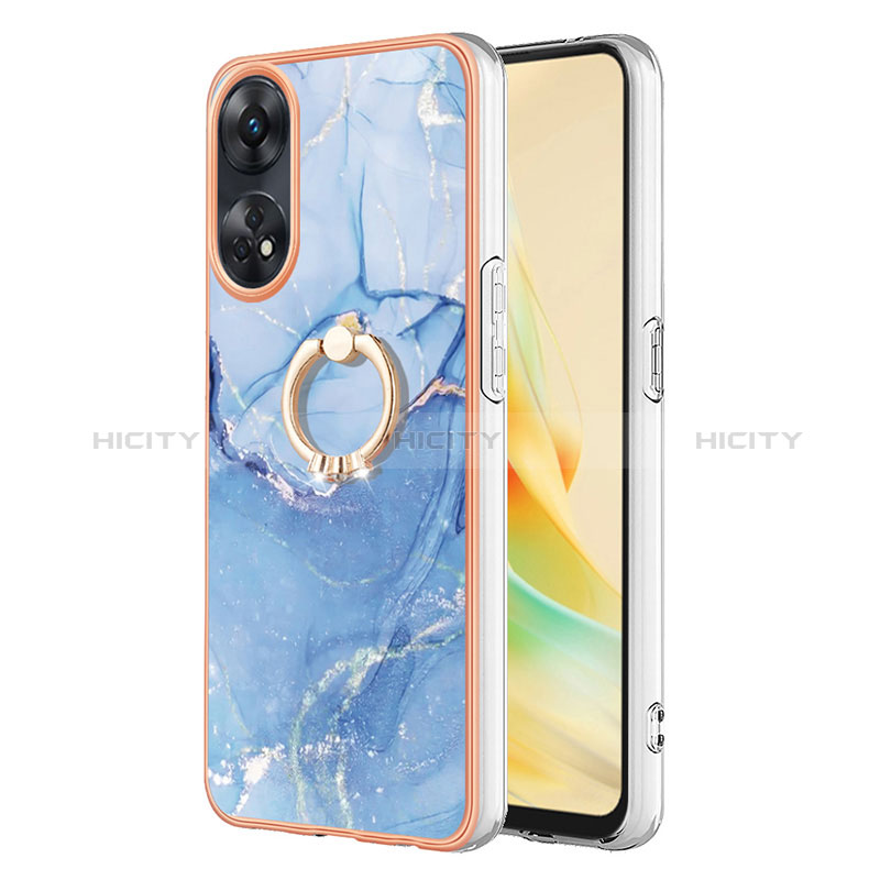 Custodia Silicone Gel Morbida Fantasia Modello Cover con Anello Supporto YB1 per Oppo Reno8 T 4G Blu